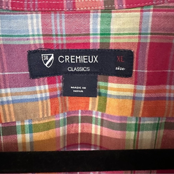 Cremieux Classics Men’s Short Sleeve Pink & Orange Plaid Button Up Sz XL GUC - Picture 3 of 8